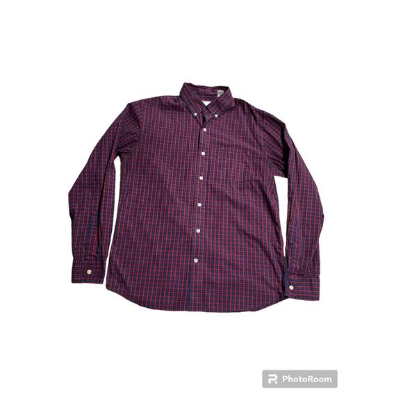 Dockers Button Up Plaid Shirt Men's Size Medium Plaid WPL 423 Red Blue Purple - Picture 1 of 9